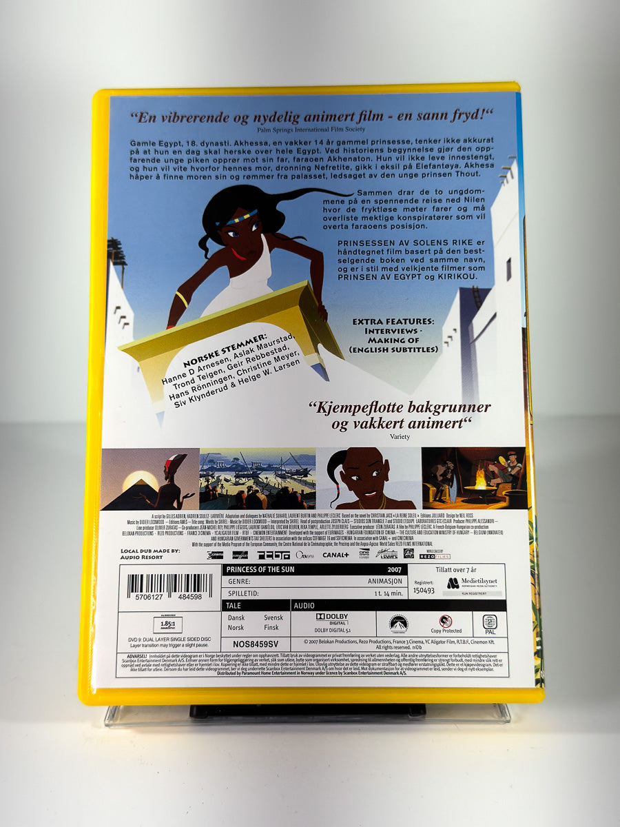 Bakside av cover til Prinsessen av solens rike, bruktfilm på DVD hos Brukbar Film