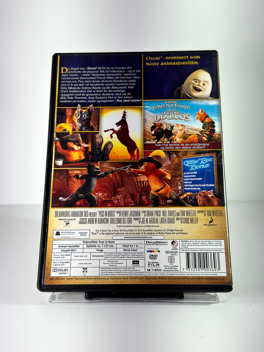 Bakside av cover til Pus med støvler på DVD