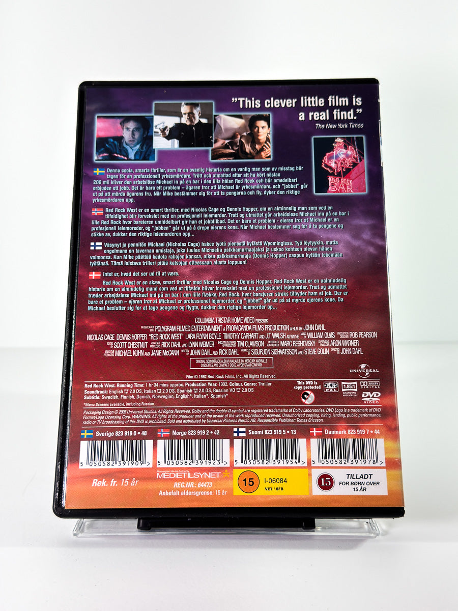 Bakside av cover til Red Rock West, brukt original DVD hos Brukbar Film