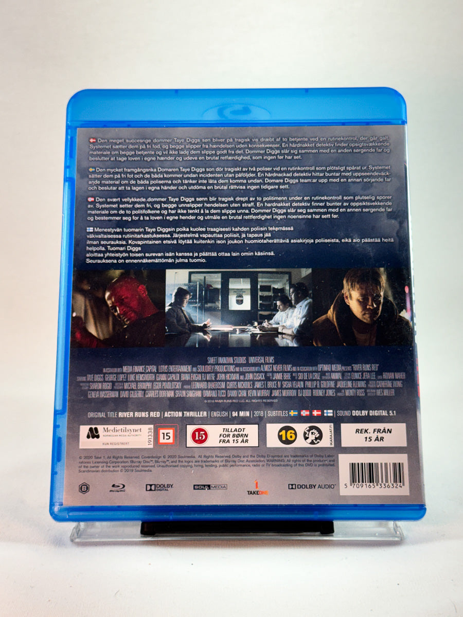 Bakside av Blu-ray-cover til River Runs Red, bruktfilm hos nettbutikken Brukbar Film