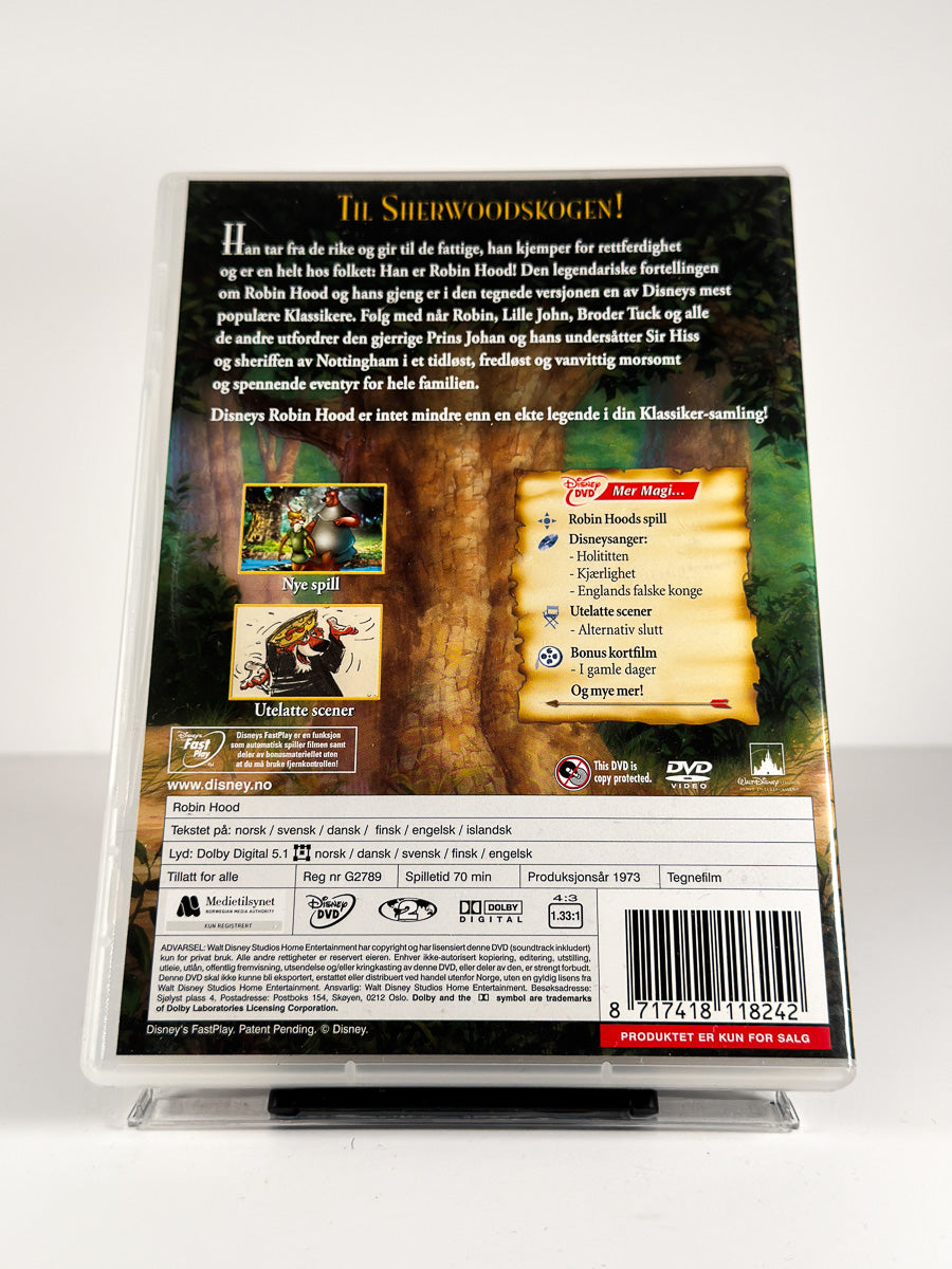 Bakside av cover til Robin Hood på DVD