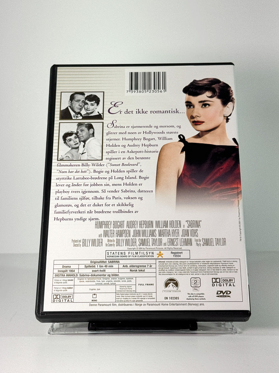 Bakside av cover til Sabrina, brukt original DVD hos Brukbar Film