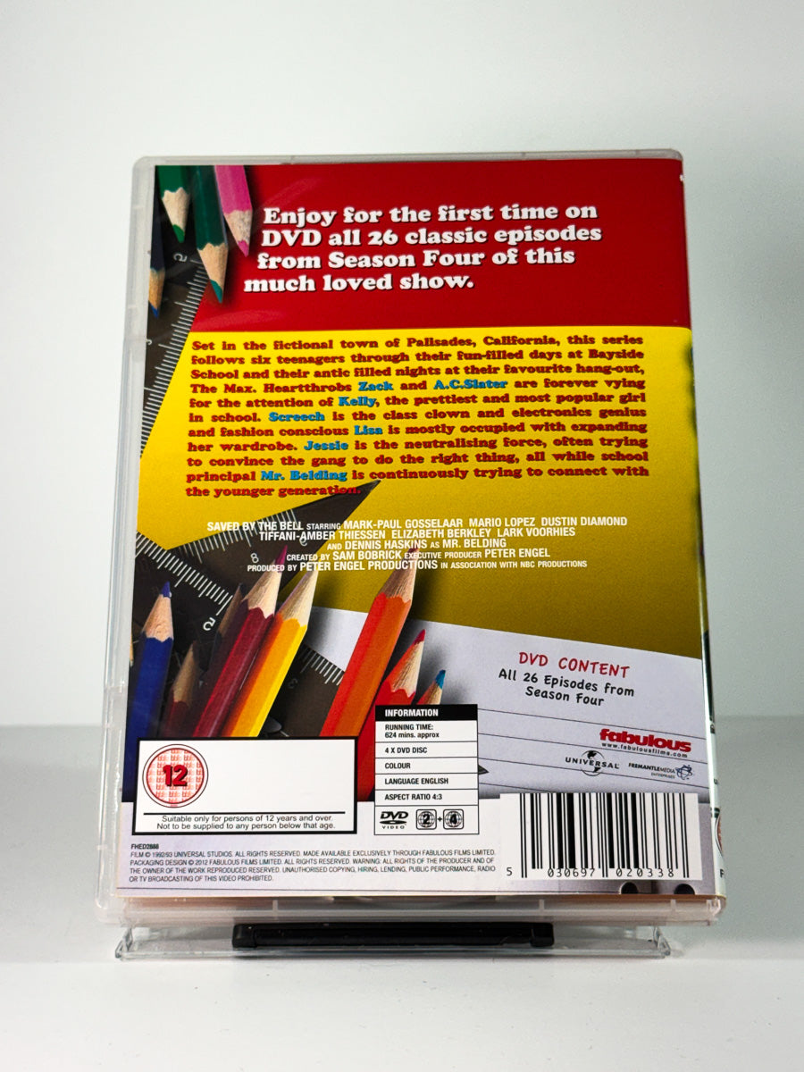 Bakside av cover til Saved by the Bell – Sesong 4, brukt original DVD hos Brukbar Film