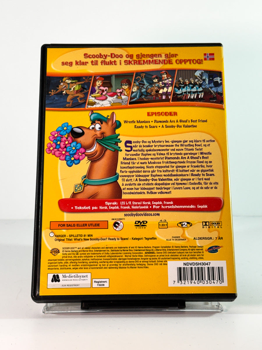 Bakside av cover til scooby doo skremmende opptog, brukt original DVD hos Brukbar Film