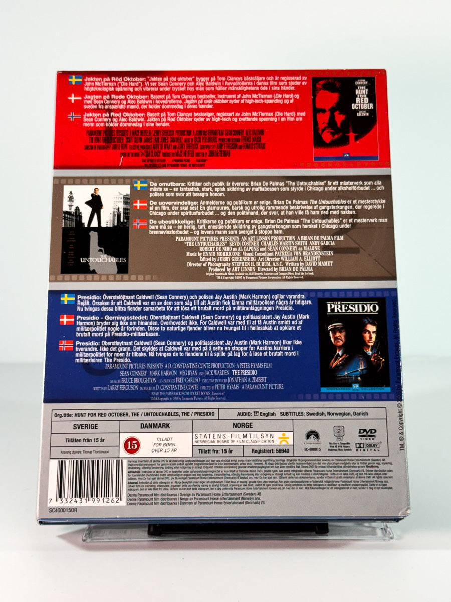 Bakside av cover til Sean Connery Collection, bruktfilm hos nettbutikken Brukbar Film