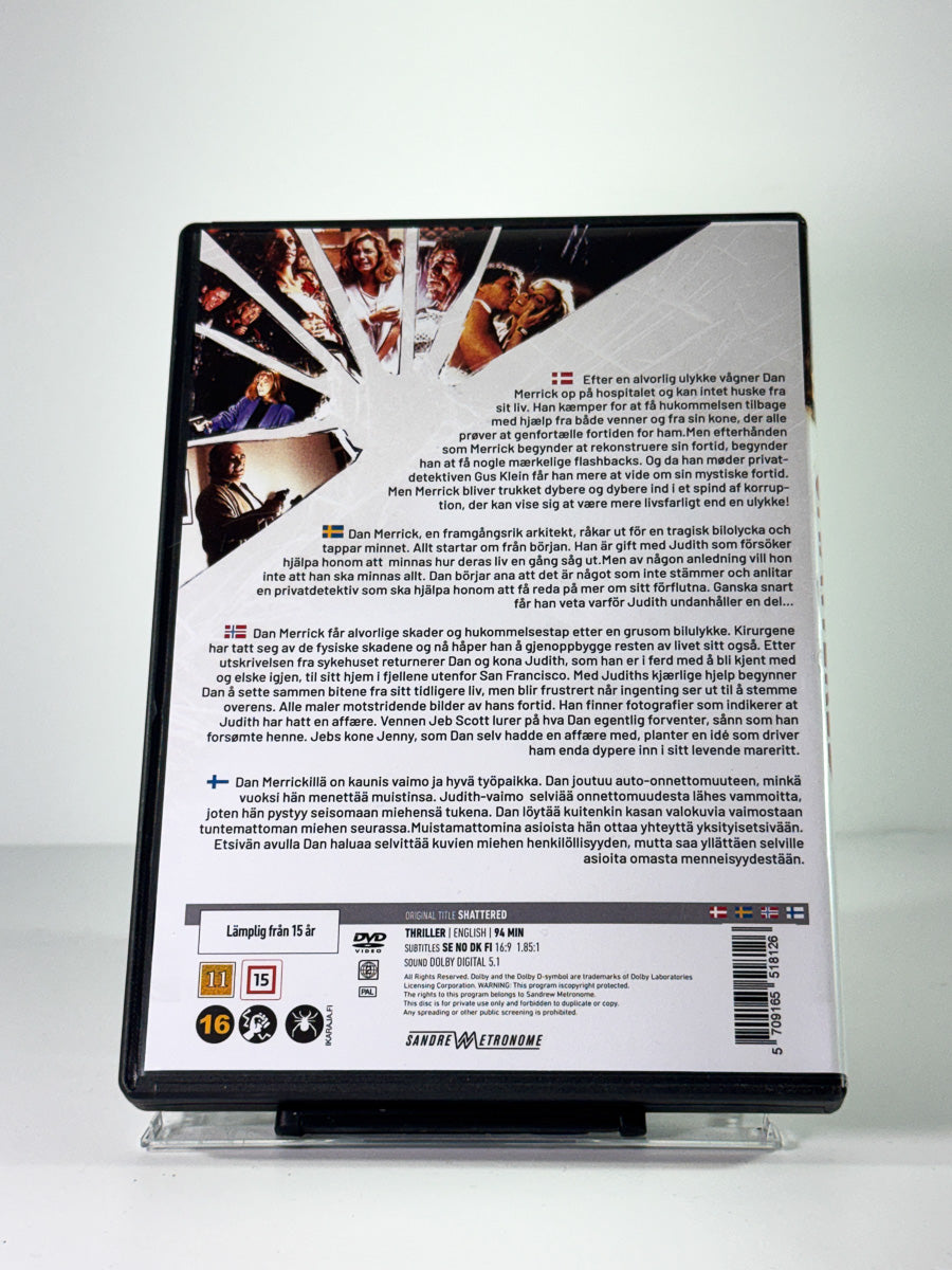 Bakside av cover til shattered, brukt DVD hos Brukbar Film