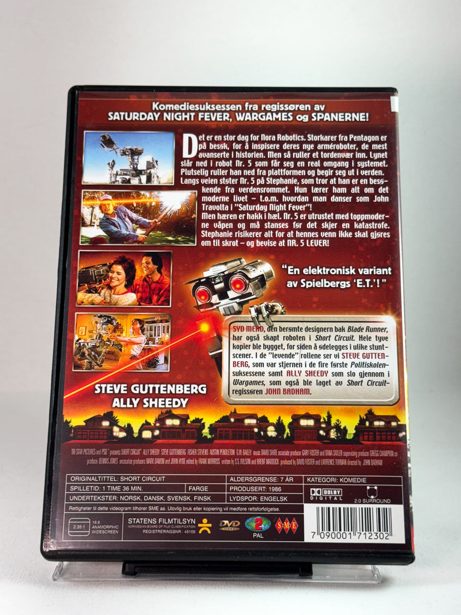 Bakside av cover til Short Circuit, brukt DVD hos Brukbar Film