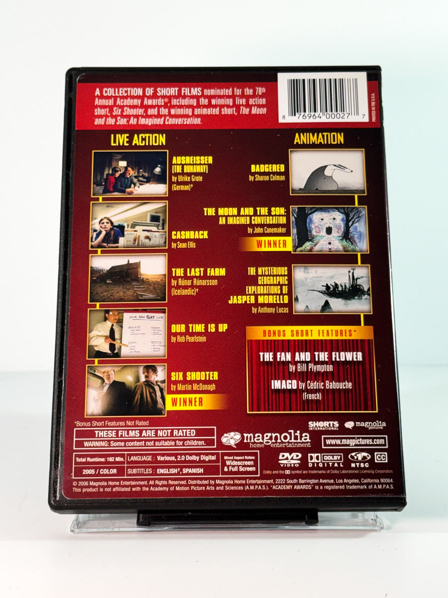 Bakside av cover til short films a collection of 2005 academy award nominated, brukt DVD hos Brukbar Film
