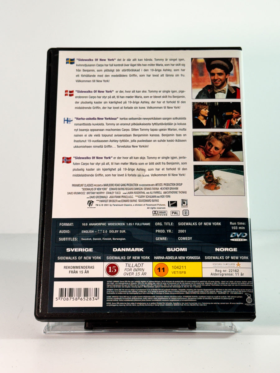 Bakside av cover til sidewalks of new york, bruktfilm hos nettbutikken Brukbar Film