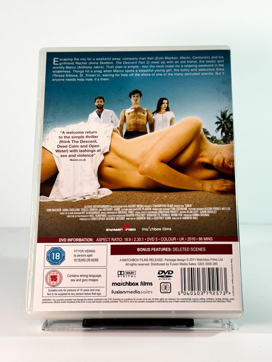 Bakside av cover til siren, brukt DVD hos Brukbar Film