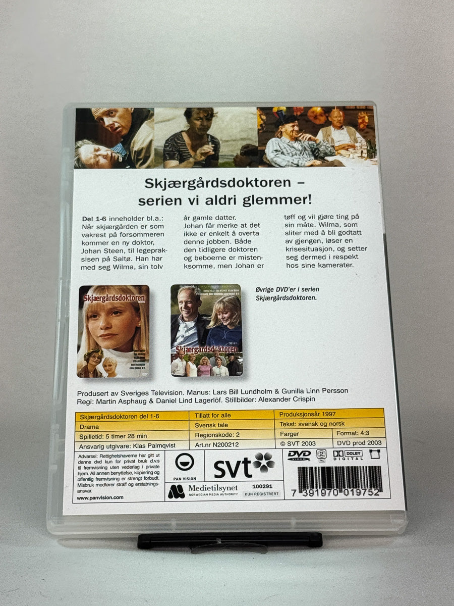 DVD-cover-bakside til serien Skjærgårdsdoktoren (del 1–6) – Brukt DVD fra nettbutikken Brukbar Film