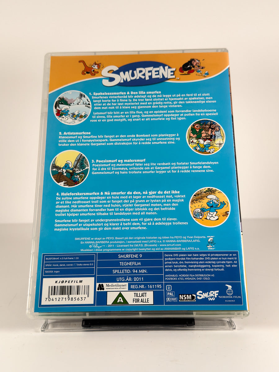 Bakside av cover til Smurfene – Huleforskersmurfen på DVD
