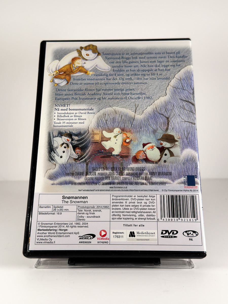 Bakside av cover til Snømannen på DVD