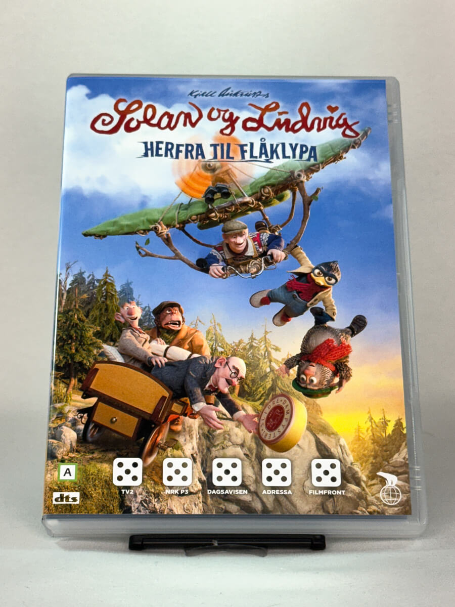 Brukt DVD-film Solan og Ludvig – Herfra til Flåklypa – forside av originalt filmcover, kjøp brukte familie- og animasjonsfilmer på DVD hos Brukbar Film