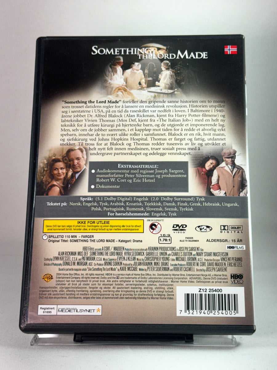 Bakside av DVD-cover for Something the Lord Made, kjøp brukt DVD hos Brukbar Film.