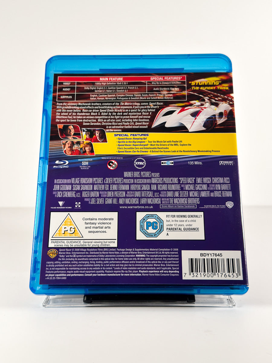 Bakside av cover til Speed Racer på Blu-ray