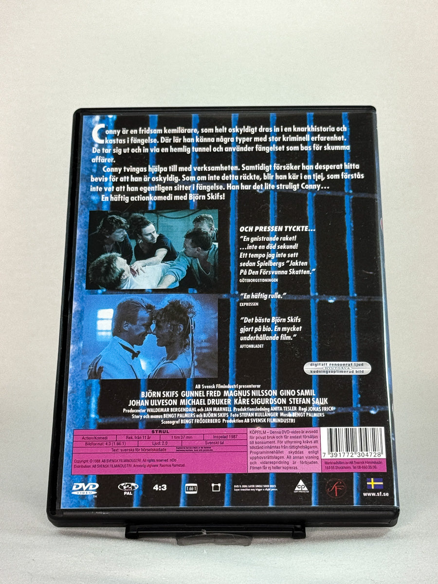 Bakside av DVD-cover til Strul – informasjon og detaljer fra originalutgivelsen, brukt film fra Brukbar Film