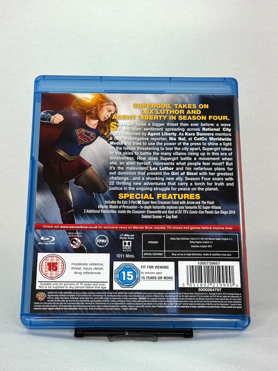 Bakside av Blu-ray-cover til Supergirl sesong 4 – spesifikasjoner for brukt TV-serie på Blu-ray fra Brukbar Film