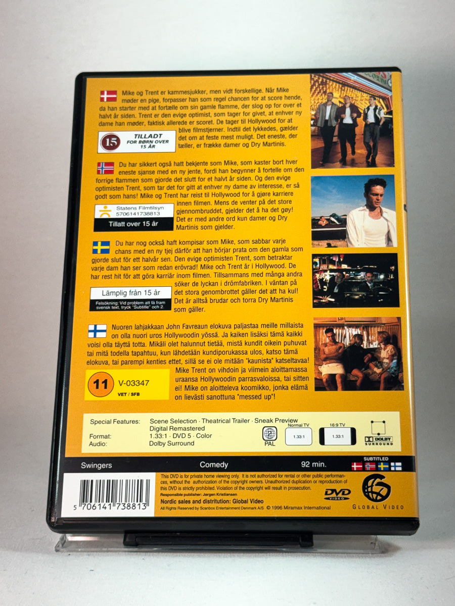 Bakside av cover til Swingers, brukt DVD hos Brukbar Film
