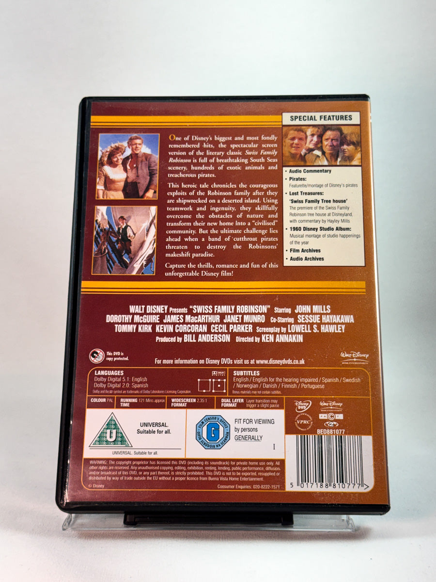 Bakside av cover til Swiss Family Robinson, bruktfilm hos nettbutikken Brukbar Film
