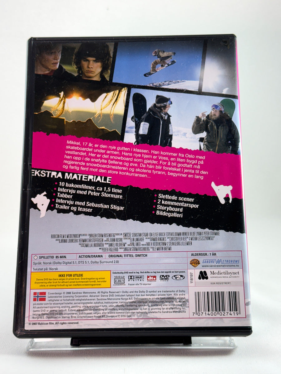 Bakside av DVD-cover til Switch, brukt DVD med bonusmateriale hos Brukbar Film