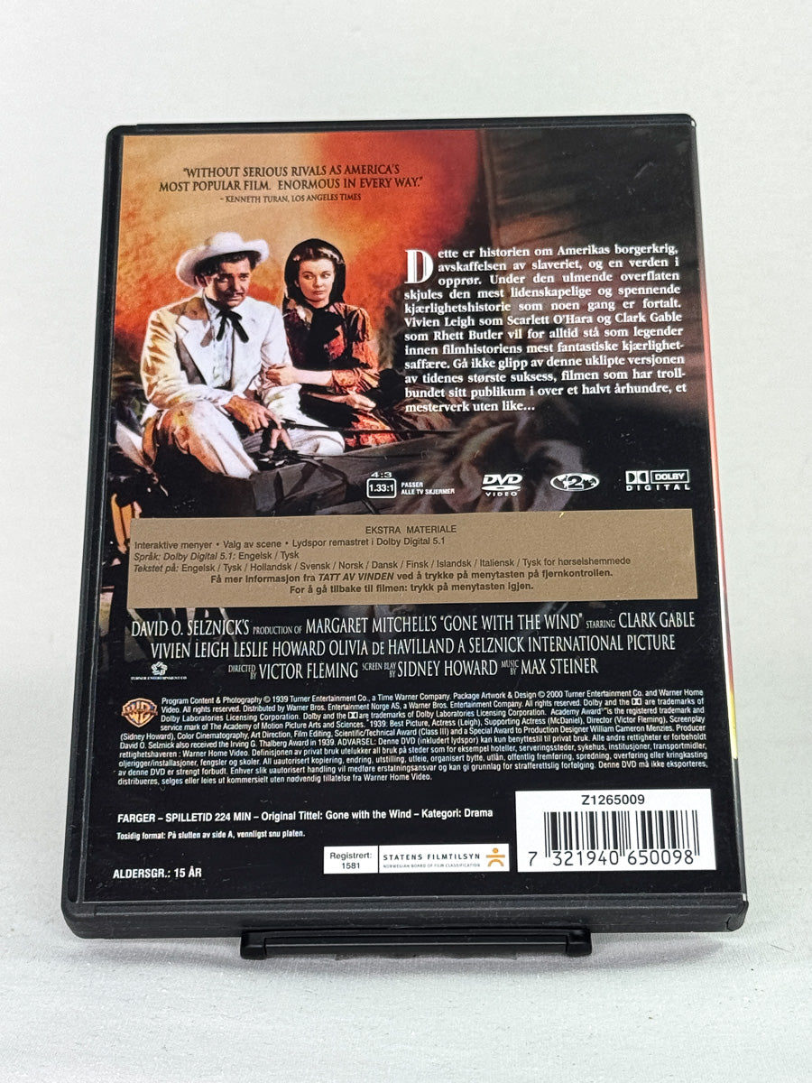 DVD-cover-bakside til filmen Tatt av vinden (Gone with the Wind) – Brukt DVD fra nettbutikken Brukbar Film