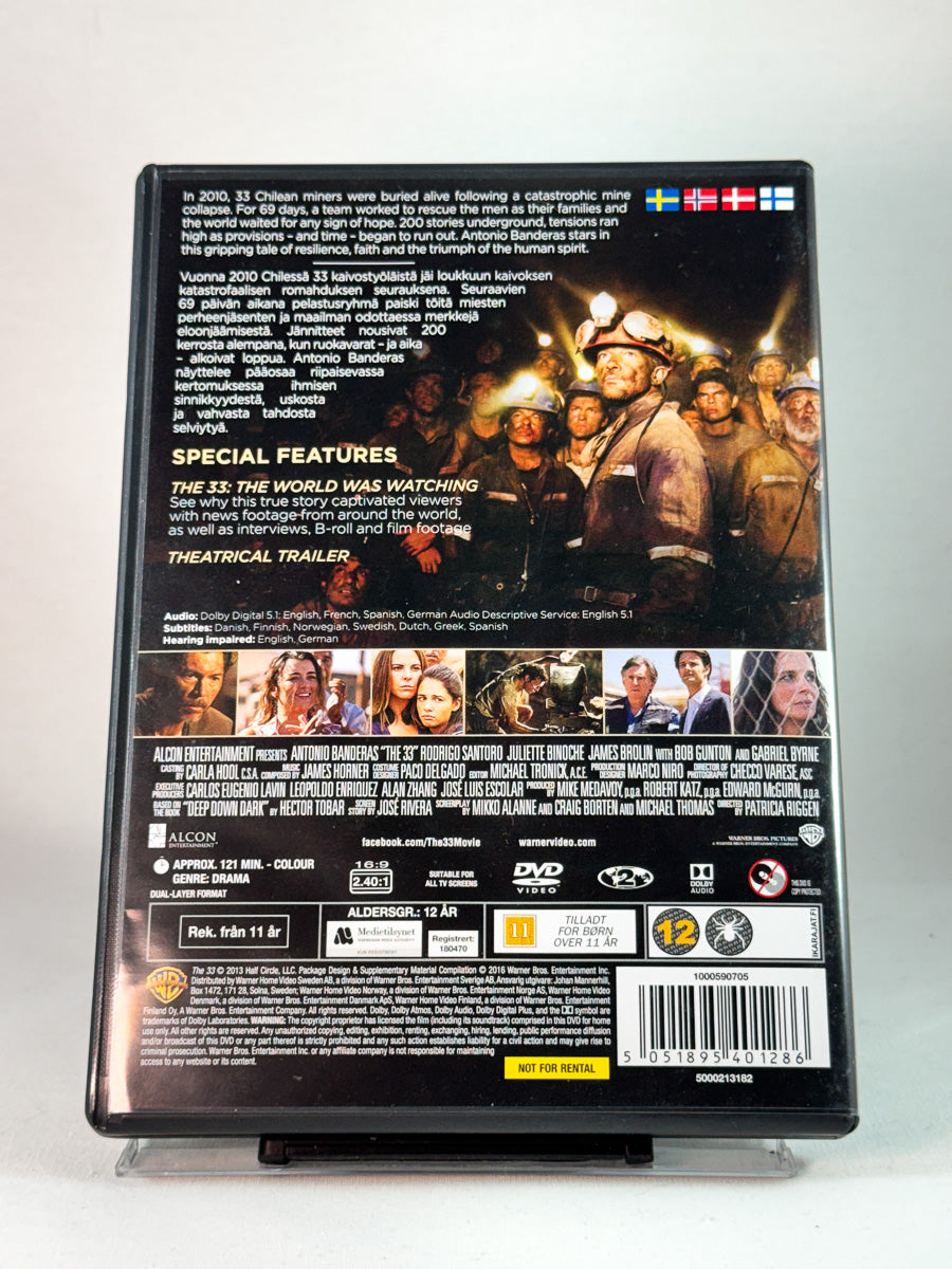 Bakside av cover til The 33, brukt original DVD hos Brukbar Film