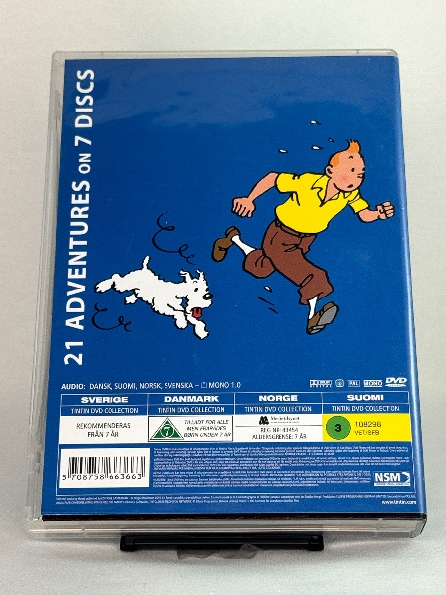 DVD-bakside til filmen The Adventures of Tintin (Tintin – DVD-samling) – Baksiden viser info, spesifikasjoner og eventuell ekstratekst – produktbilde fra nettbutikken Brukbar Film