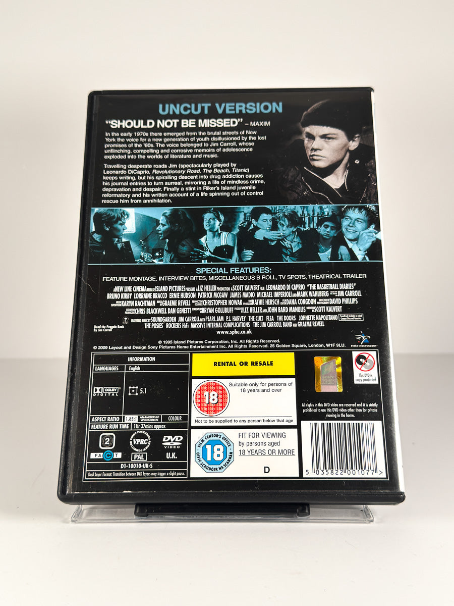 Bakside av cover til The Basketball Diaries på DVD