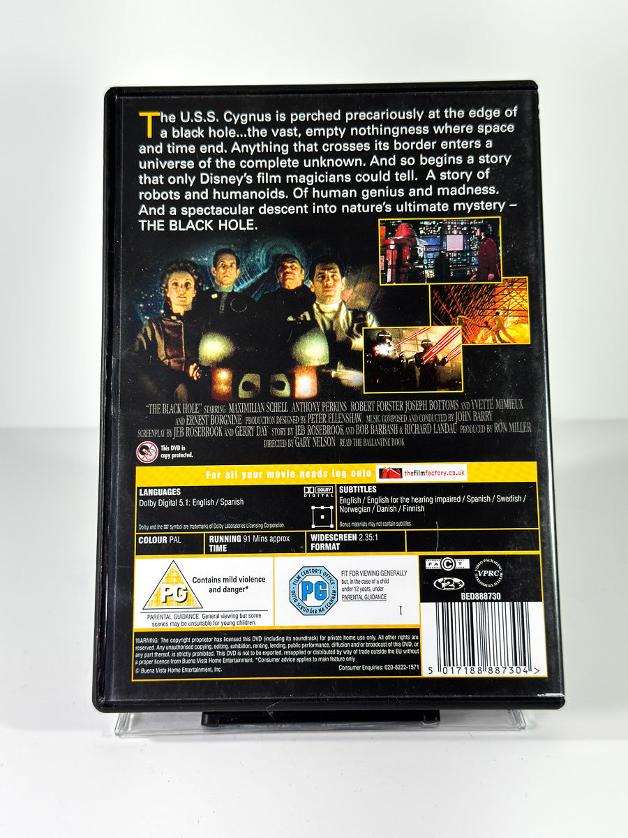 Bakside av cover til The Black Hole, brukt original DVD hos Brukbar Film