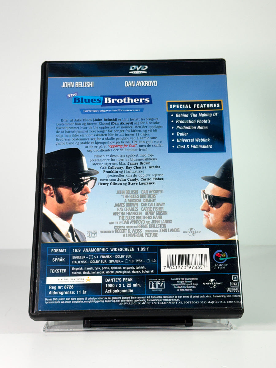 Bakside av cover til The Blues Brothers, brukt original DVD hos Brukbar Film