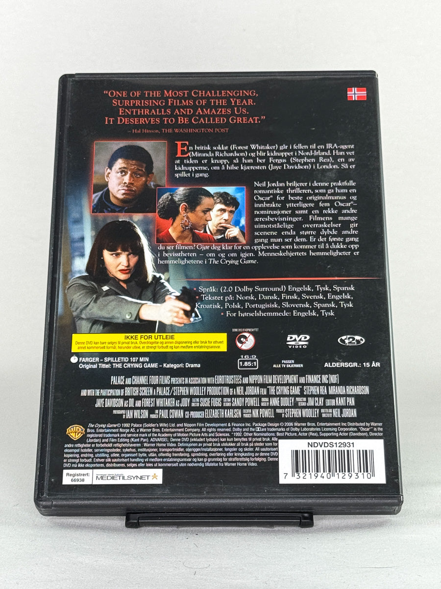 Bakside av DVD-cover til The Crying Game – brukt DVD med omtale, spesifikasjoner og detaljer, fra Brukbar Film