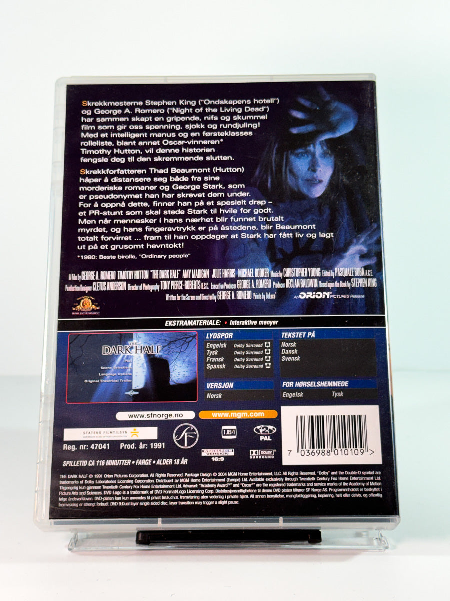 Bakside av cover til the dark half, bruktfilm hos nettbutikken Brukbar Film