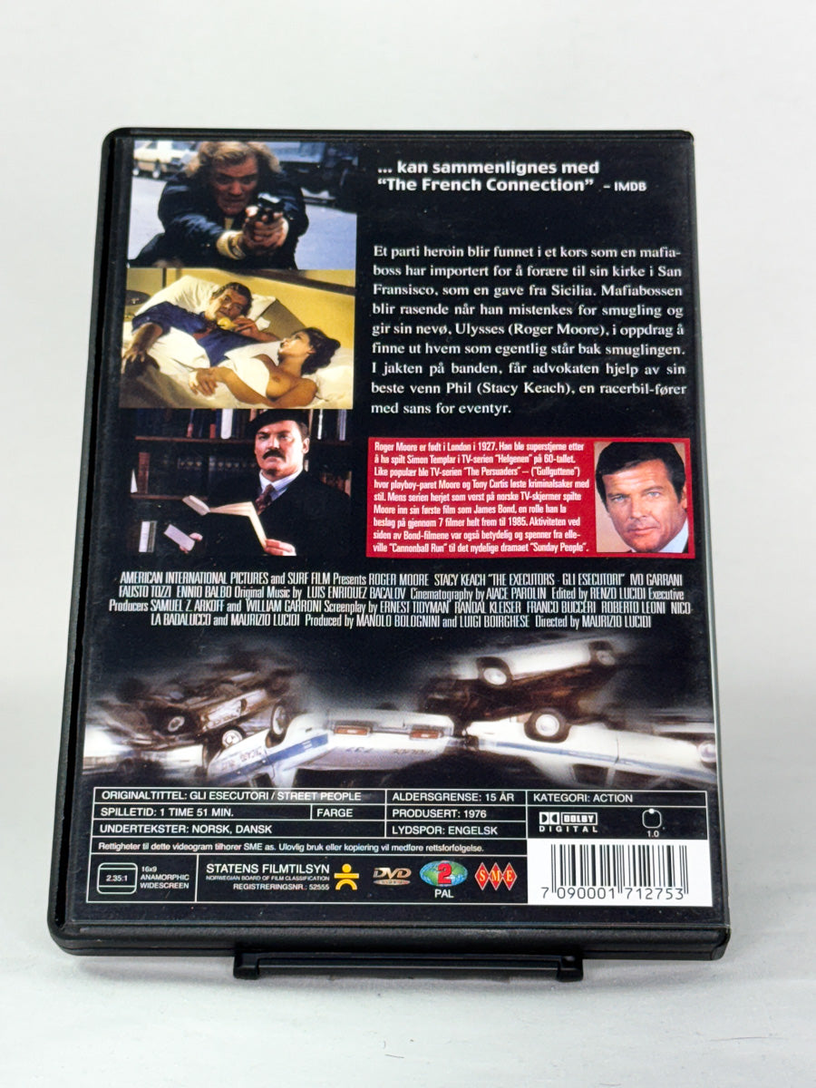 Bakside av The Executioners – intens historie om hevn og korrupsjon, brukt DVD-utgave fra Brukbar Film.
