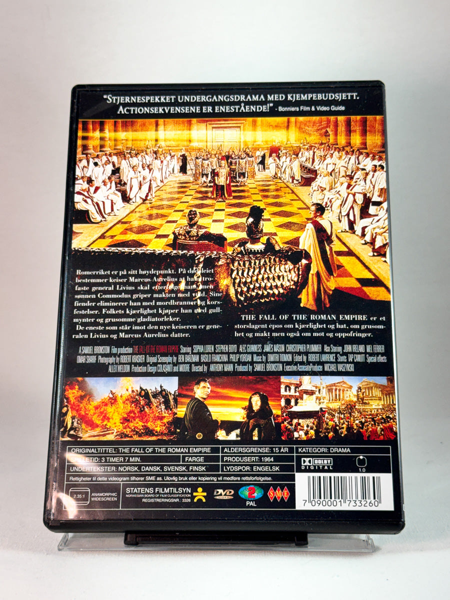 Bakside av cover til The Fall of the Roman Empire, brukt DVD hos Brukbar Film