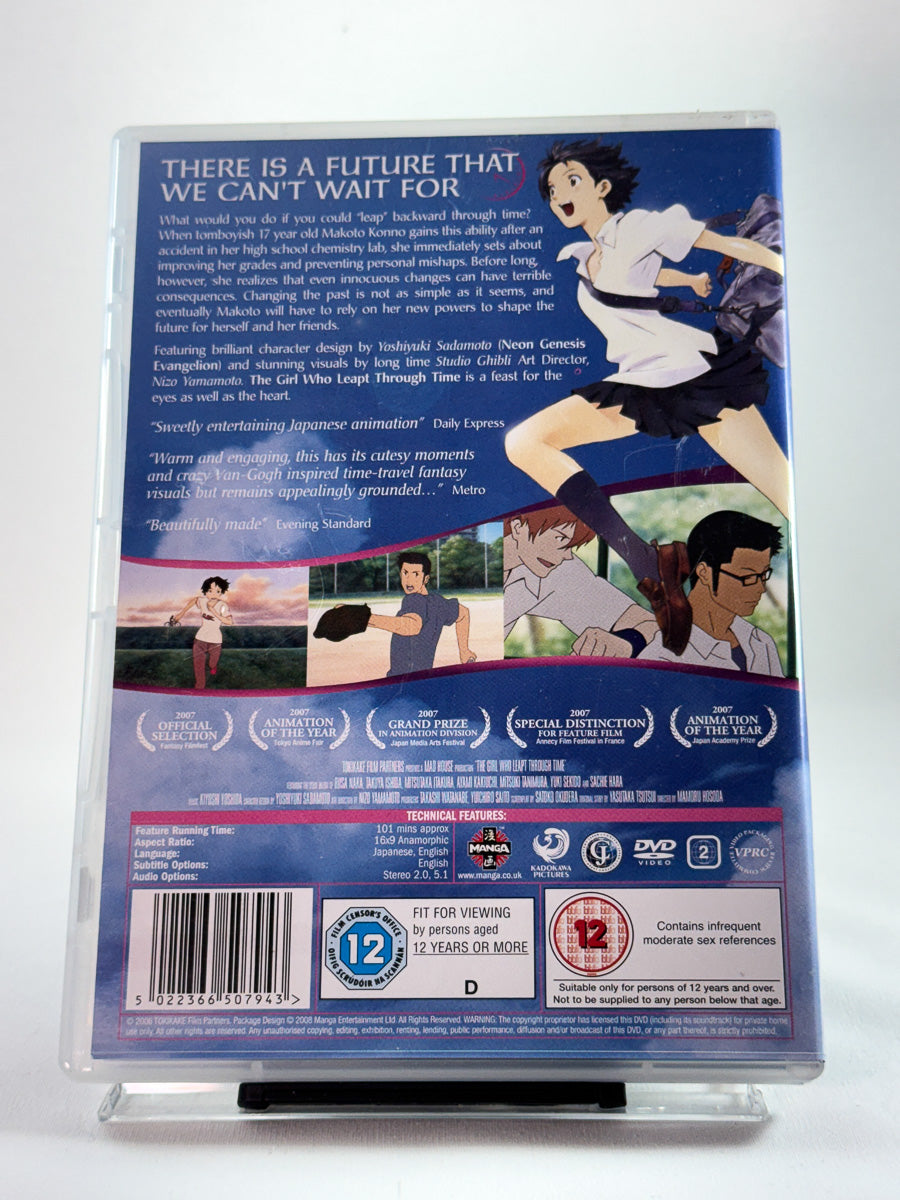 Bakside av DVD-cover til The Girl Who Leapt Through Time, brukt DVD hos Brukbar Film