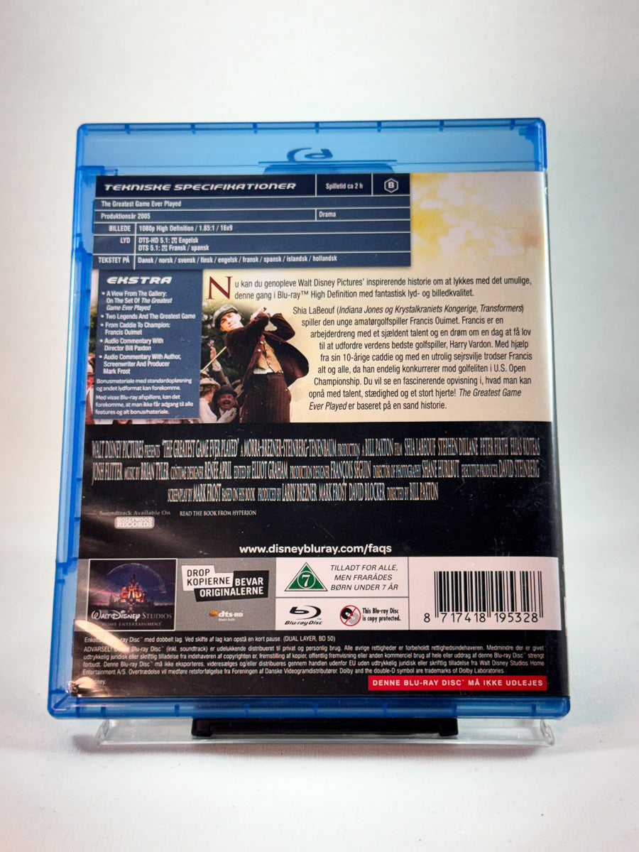 Bakside av cover til The Greatest Game Ever Played, brukt original Blu-ray hos Brukbar Film
