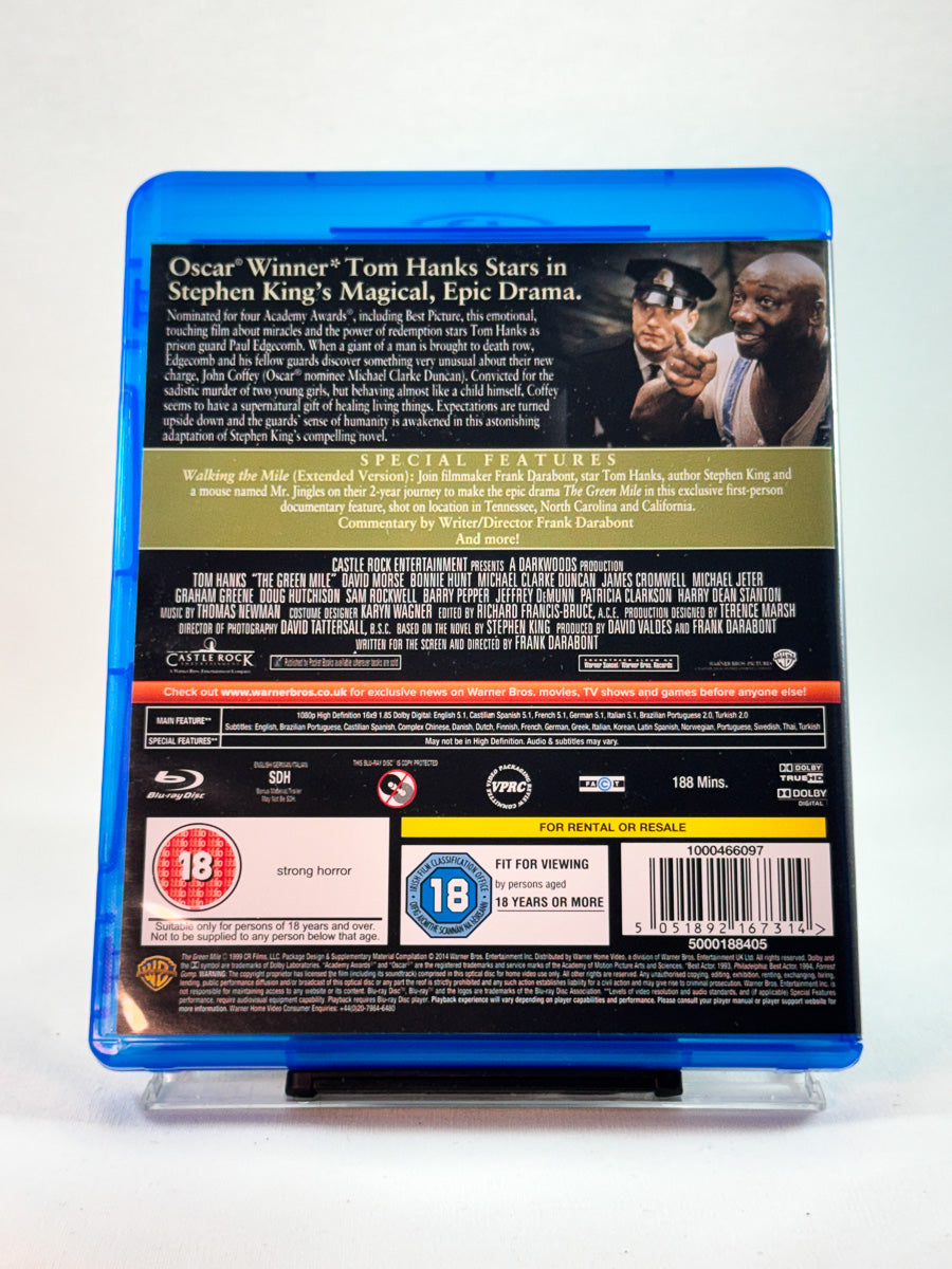 The Green Mile – bakside av Blu-ray-cover, gripende fengselsdrama basert på Stephen King, bruktfilm hos Brukbar Film