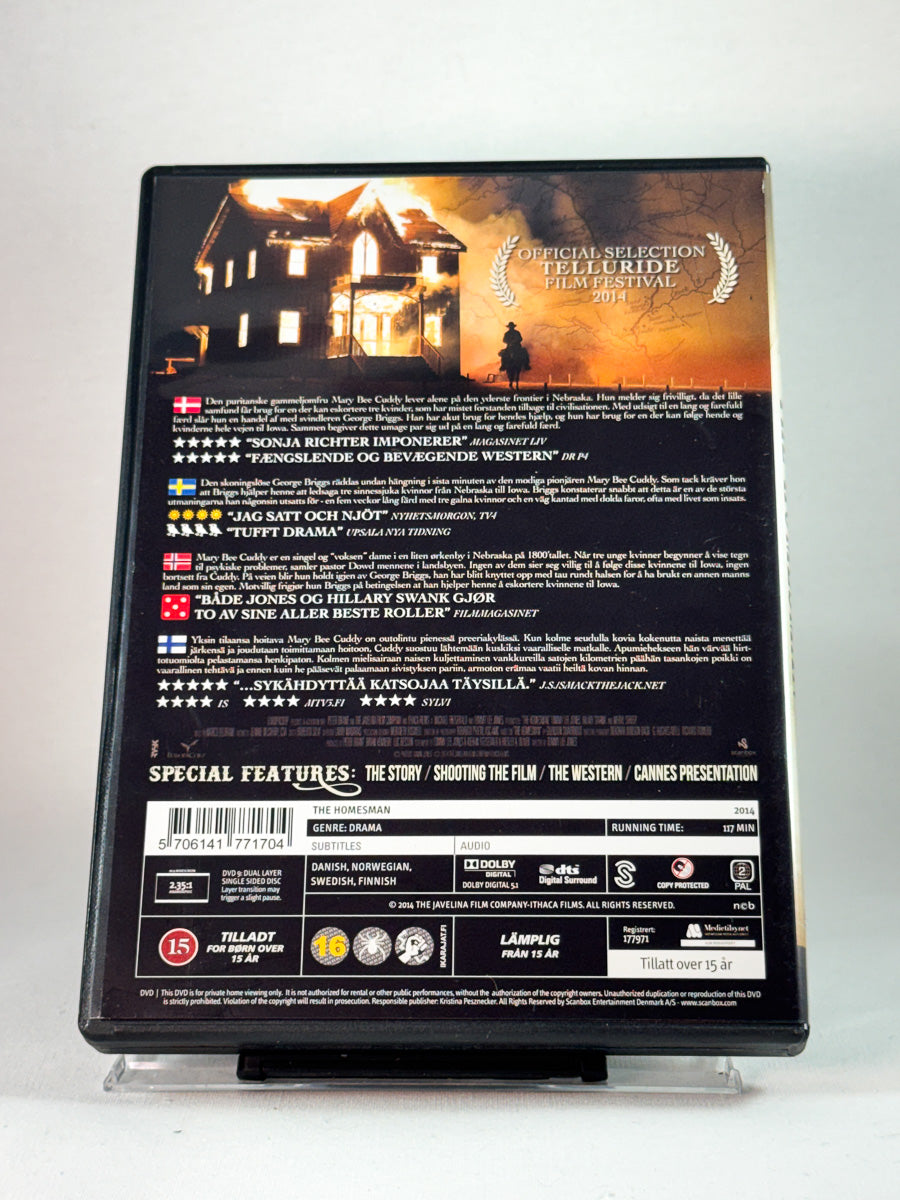 Bakside av cover til The Homesman, bruktfilm hos nettbutikken Brukbar Film