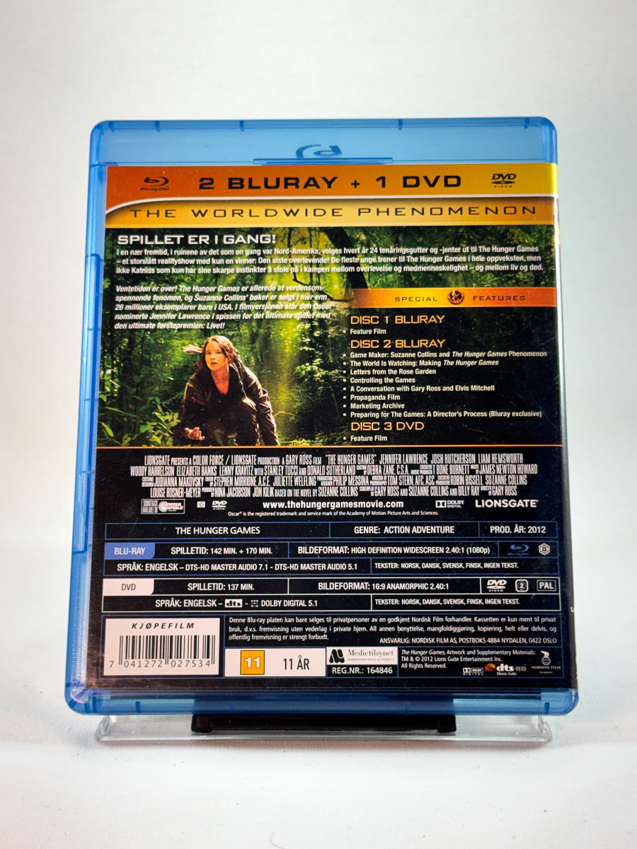 Bakside av Blu-ray-cover til The Hunger Games, bruktfilm på Blu-ray hos Brukbar Film