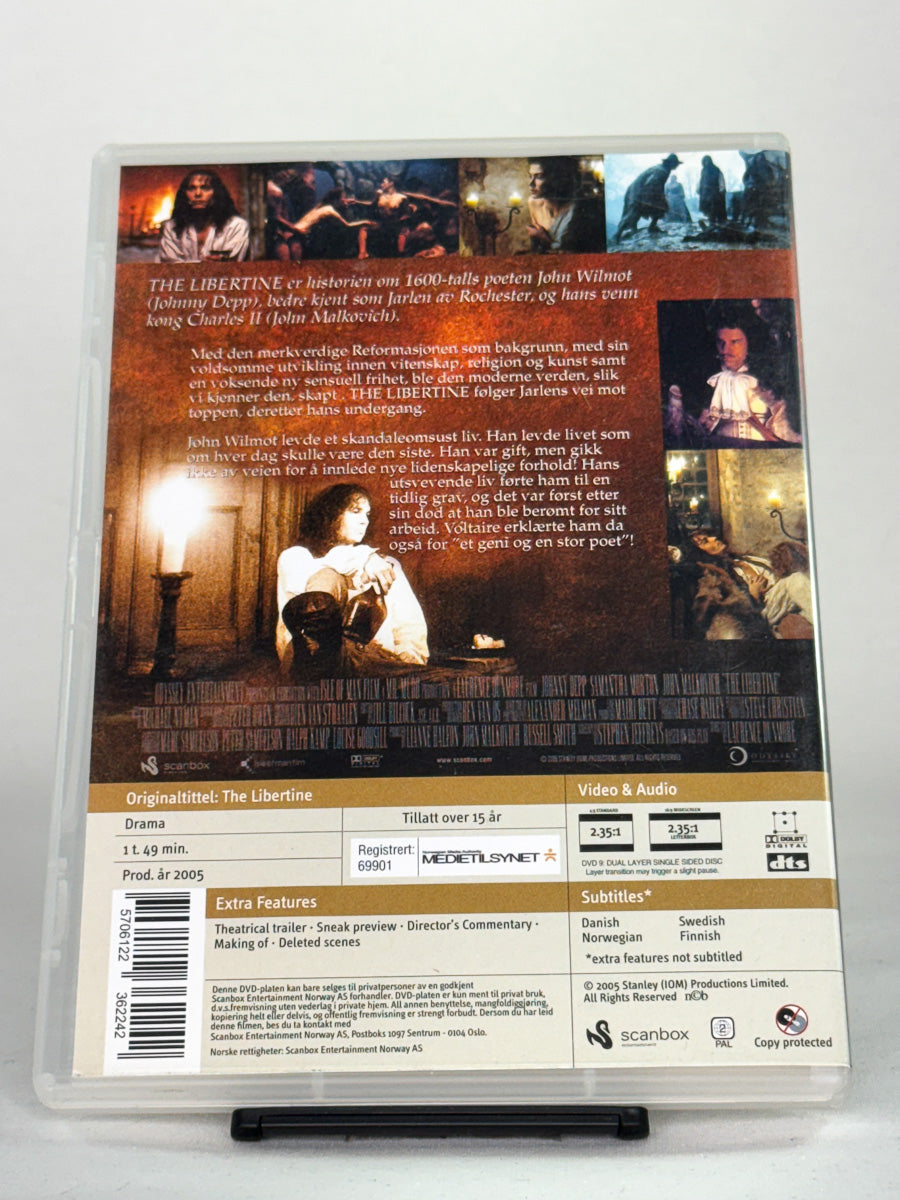 DVD-cover-bakside til filmen The Libertine – Brukt DVD fra nettbutikken Brukbar Film