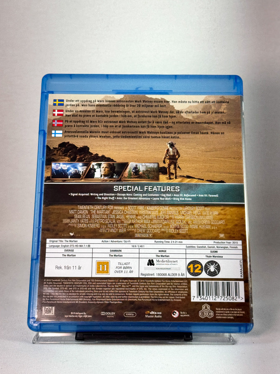 Bakside av Blu-ray-cover til The Martian, bruktfilm på Blu-ray hos Brukbar Film