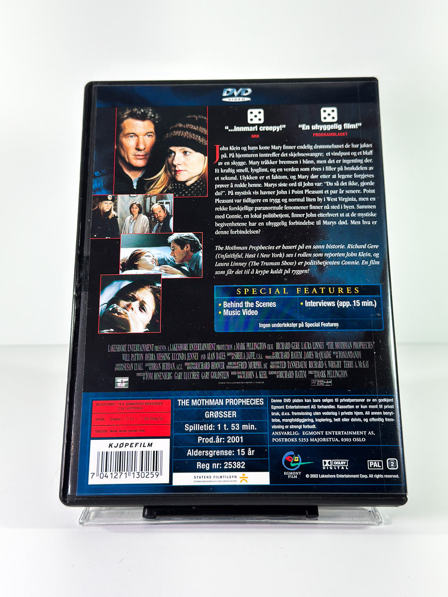 Bakside av cover til The Mothman Prophecies på DVD