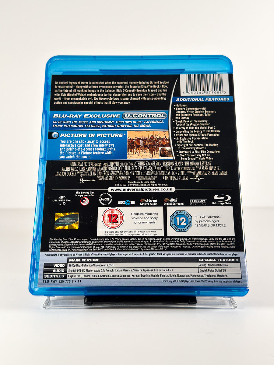 Bakside av cover til The Mummy Returns på Blu-ray