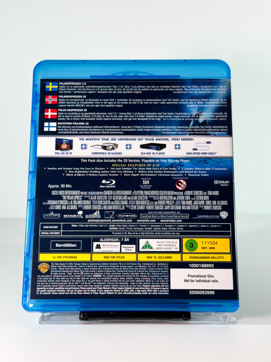Bakside av cover til The Polar Express 3D på Blu-ray, brukt hos Brukbar Film