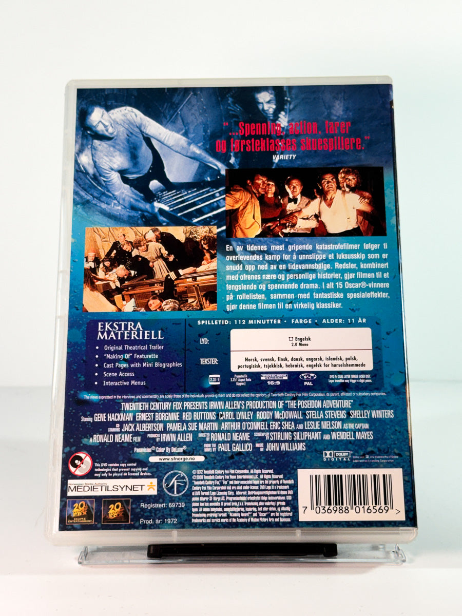 Bakside av cover til the poseidon adventure, bruktfilm hos nettbutikken Brukbar Film