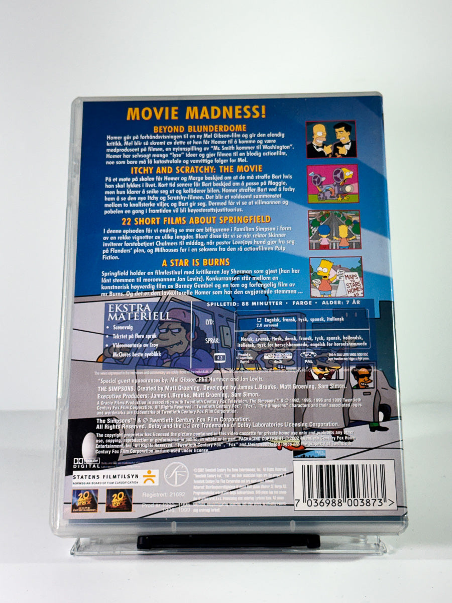 Bakside av cover til The Simpsons Film Festival, bruktfilm på DVD hos Brukbar Film