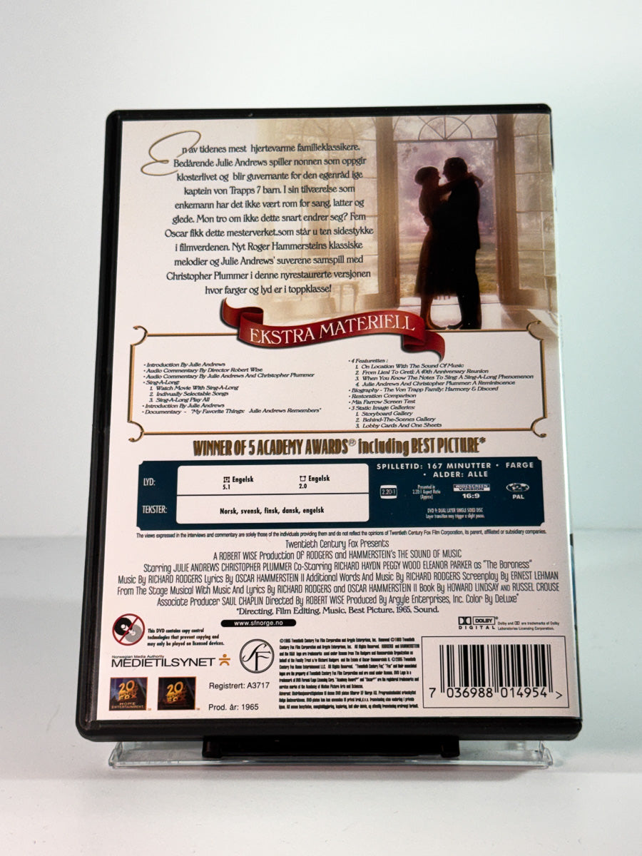 Bakside av cover til the sound of music, brukt original DVD hos Brukbar Film