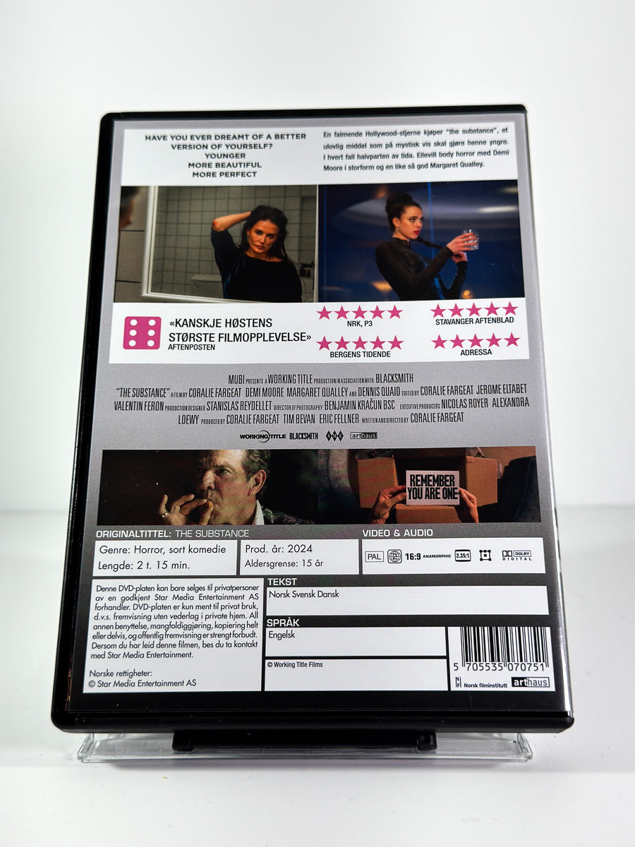 Bakside av cover til The Substance på DVD