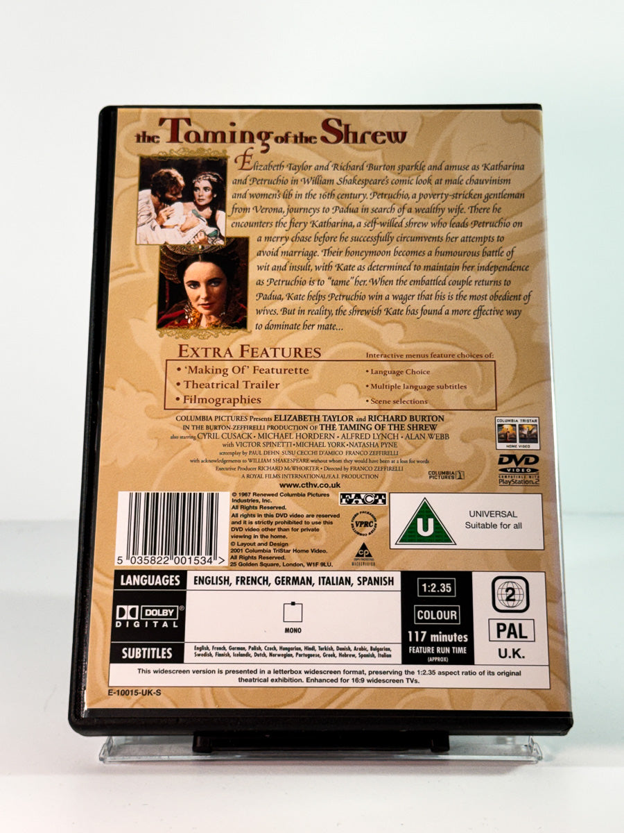 Bakside av cover til the taming of the shrew, bruktfilm hos nettbutikken Brukbar Film